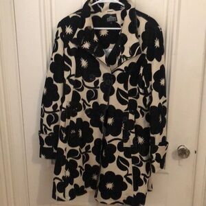 Floral Black and White Coat